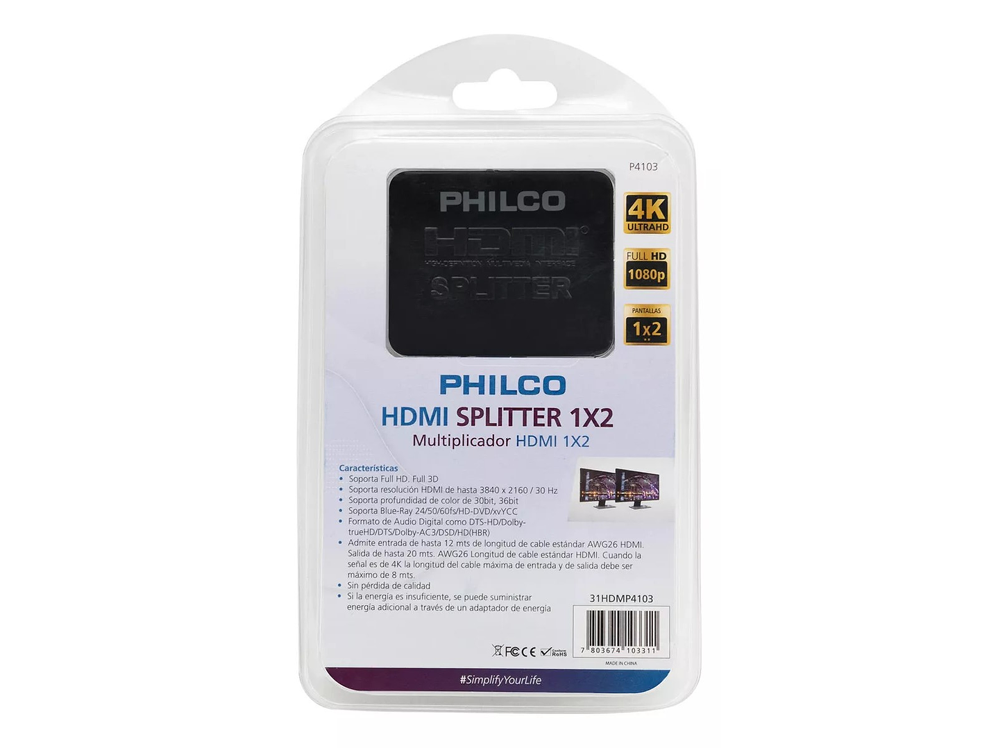 Splitter Divisor Hdmi Philco 1x2v 4