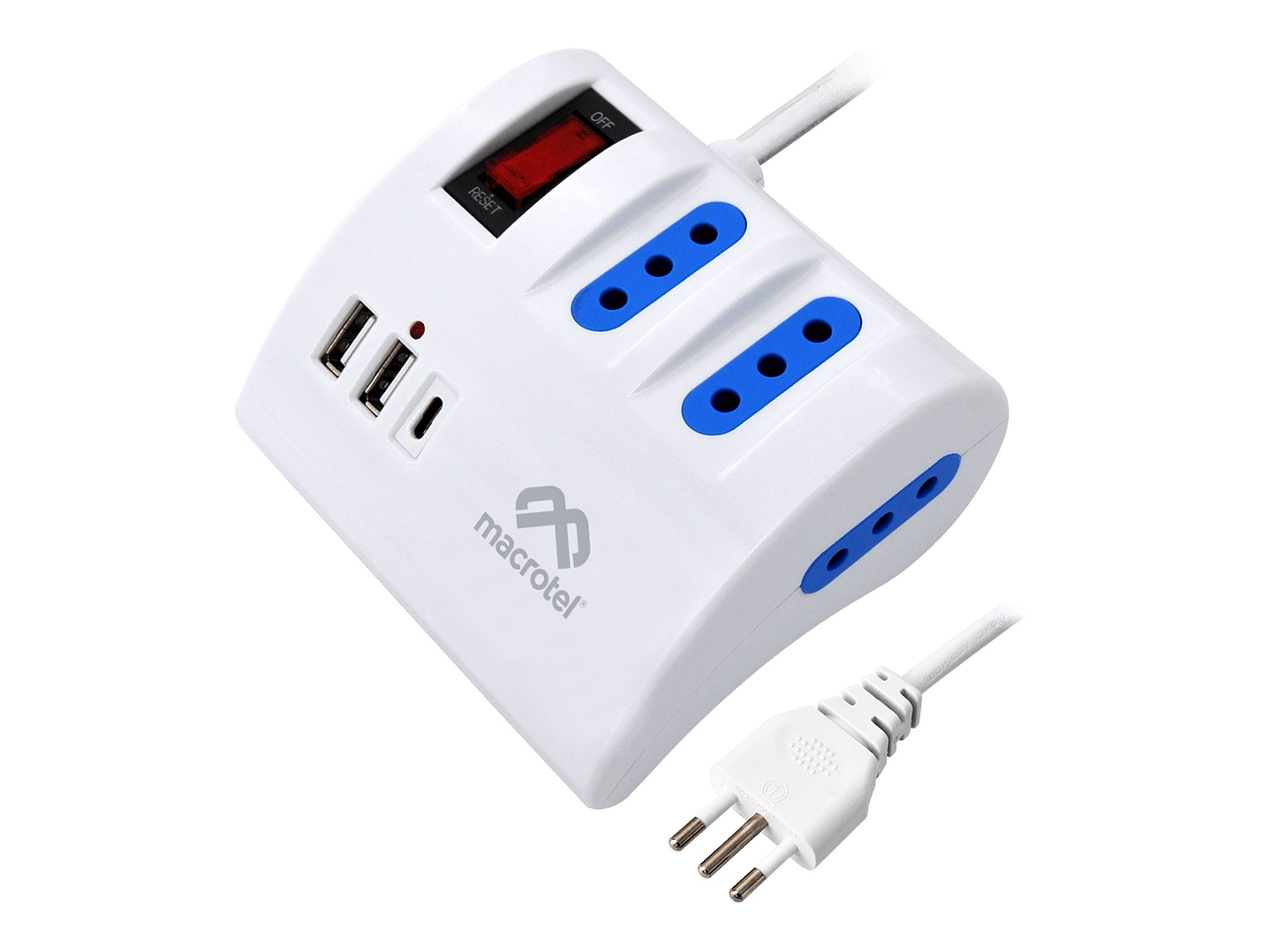 Alargador Extensión Macrotel 3 POS 2 USB 1 Tipo C  1