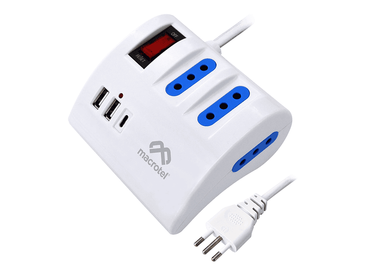 Alargador Extensión Macrotel 3 POS 2 USB 1 Tipo C  1