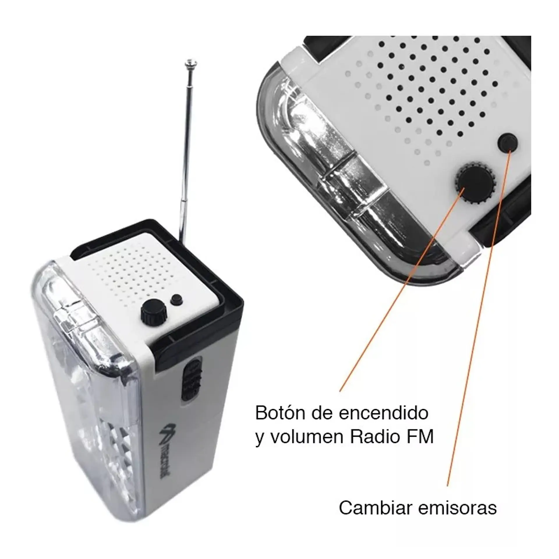 Foco Luz De Emergencia Macrotel 24 Led Con Radio FM 3