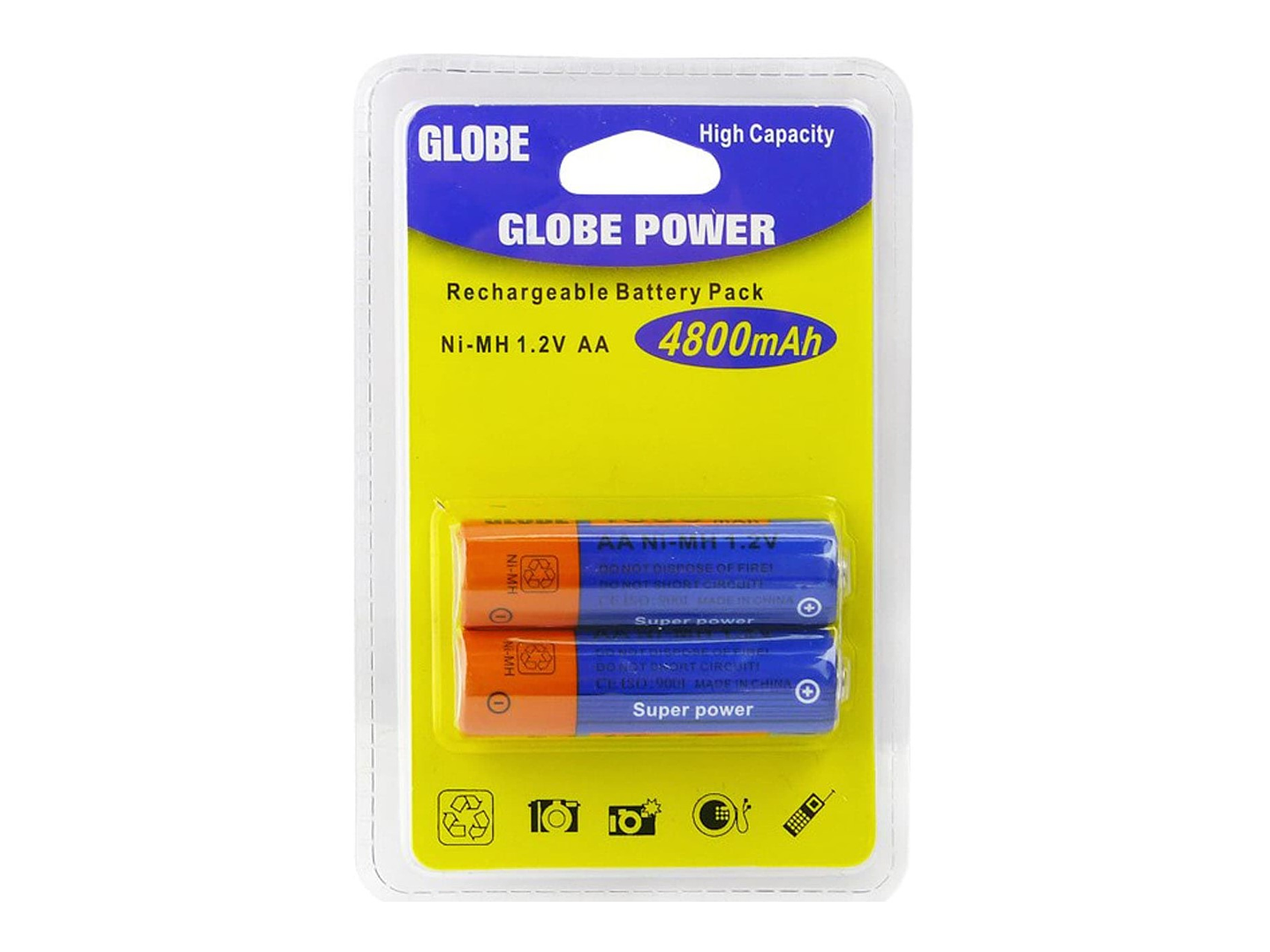 Pack 2 Pilas Recargables AA Globe 4800mha  1