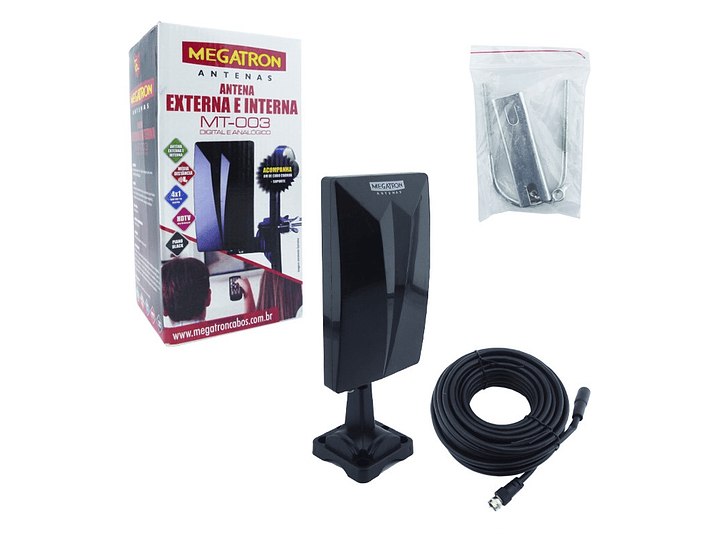 Antena TV Digital HDTV Megatron TVD con Cable 8mt 2