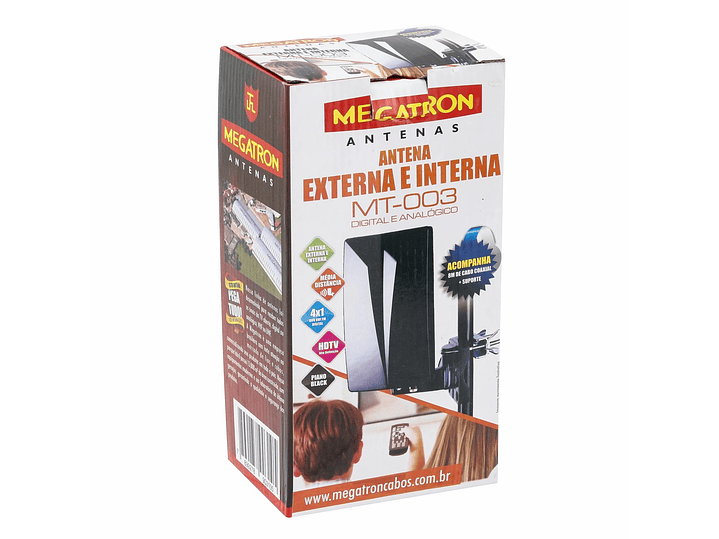 Antena TV Digital HDTV Megatron TVD con Cable 8mt 9