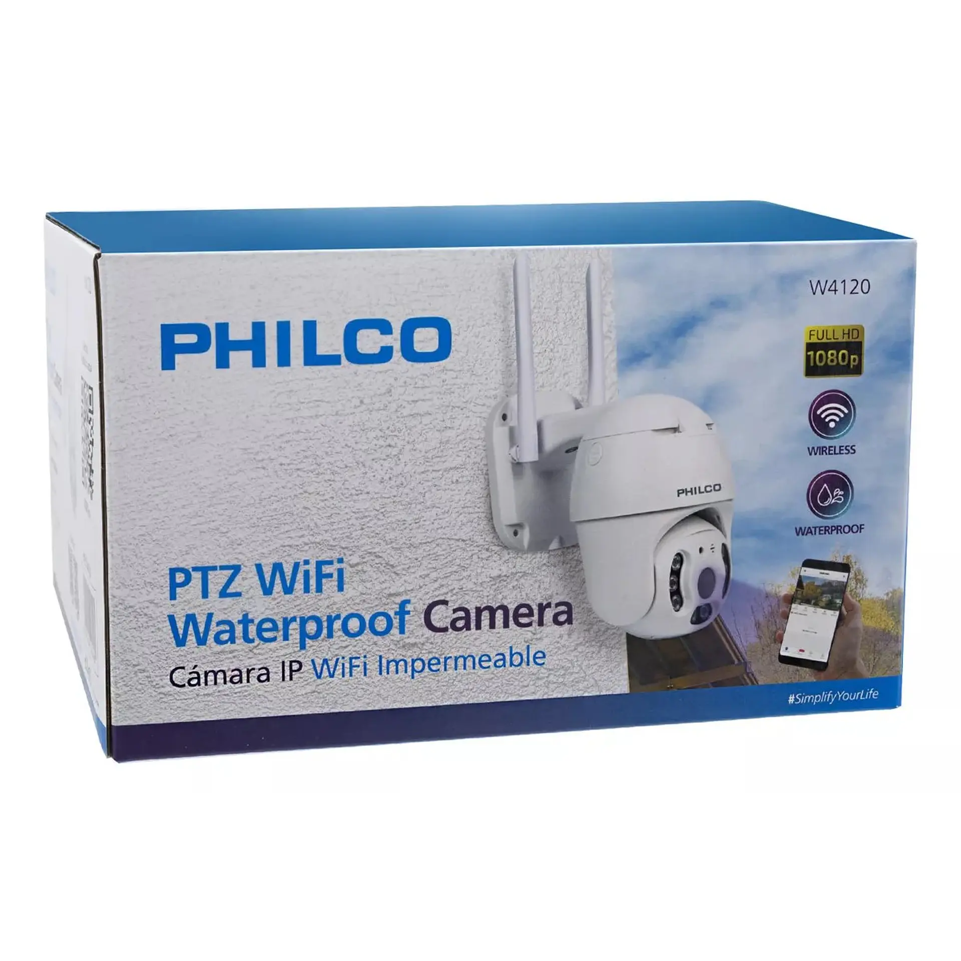 Cámara Seguridad Wifi Philco 1080p Ptz 2.0 Mp H265 W4120 4