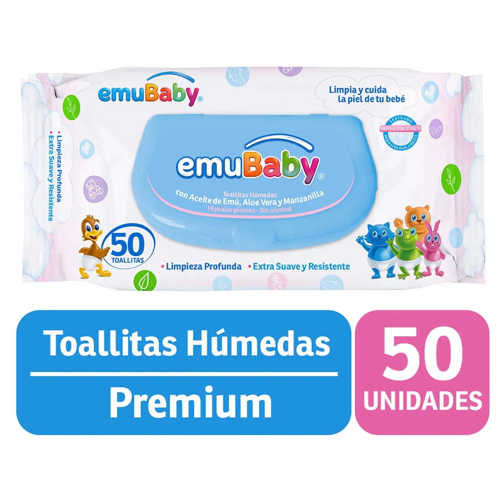 Toallitas Húmedas Emuwipes Premium 50 Un 1