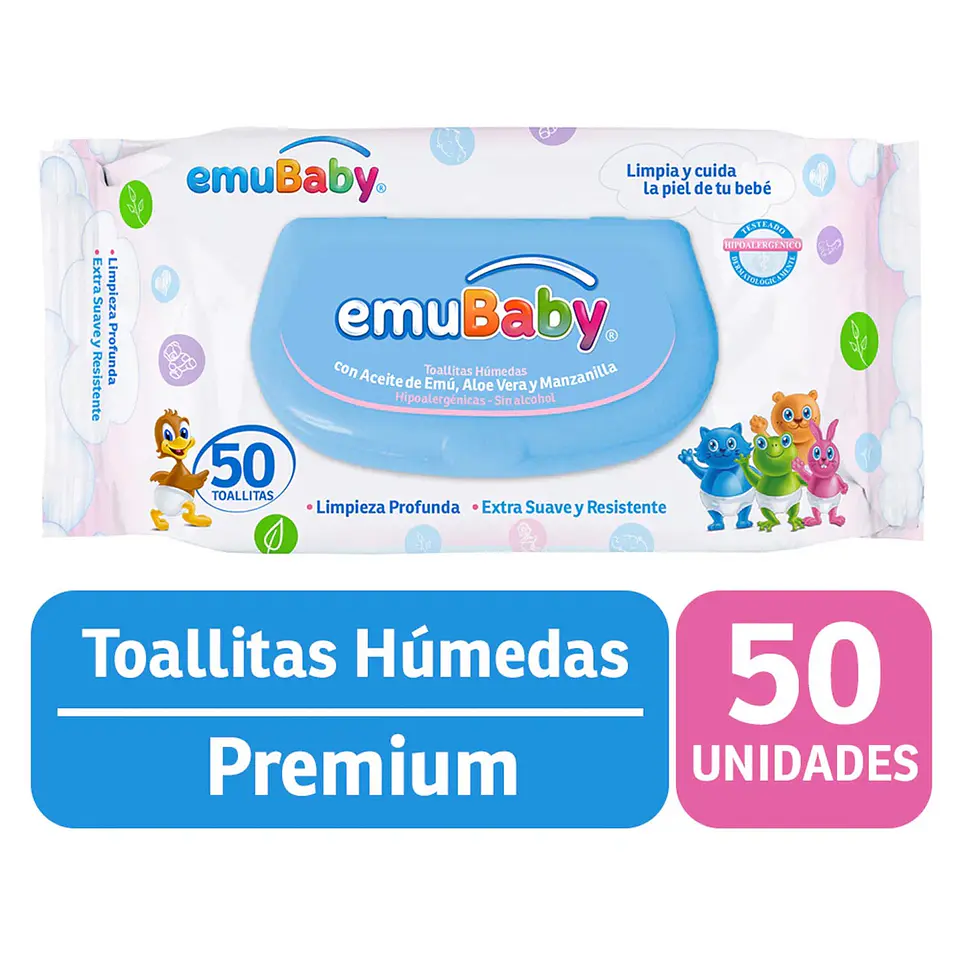 Toallitas Húmedas Emuwipes Premium 50 Un 1