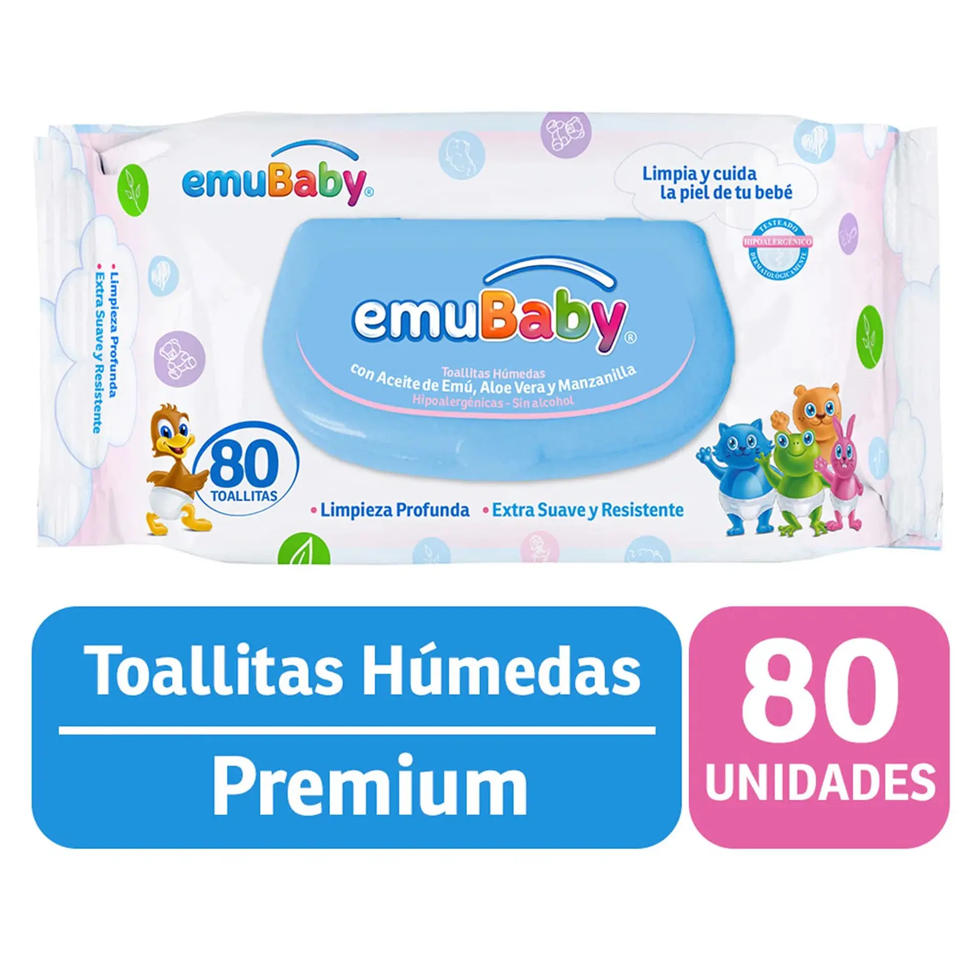 Toallitas Húmedas Emuwipes Premium 80 Un 1