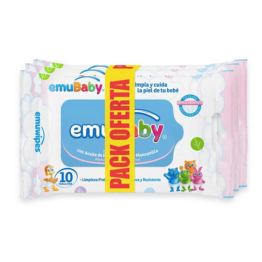 Toallitas Húmedas Emuwipes Premium 3x10 Un