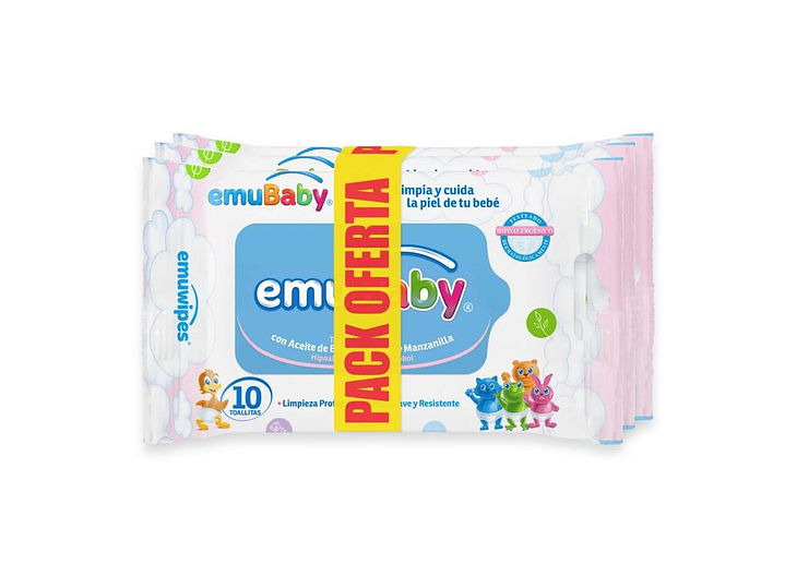 Toallitas Húmedas Emuwipes Premium 3x10 Un 2