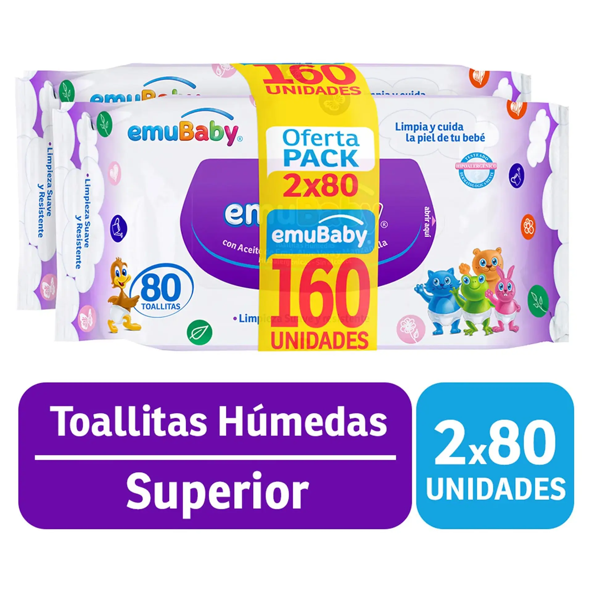 Toallitas Húmedas Emuwipes Superior 2x80 Un 1