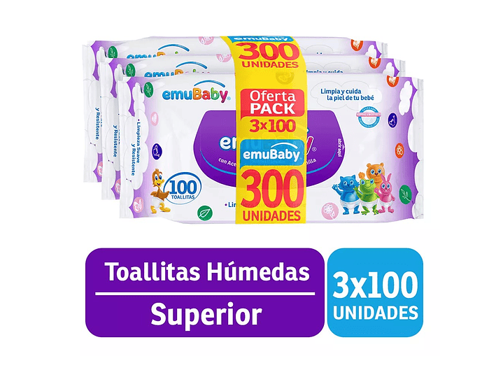 Toallitas Húmedas Emuwipes Superior 3x100 Un 1