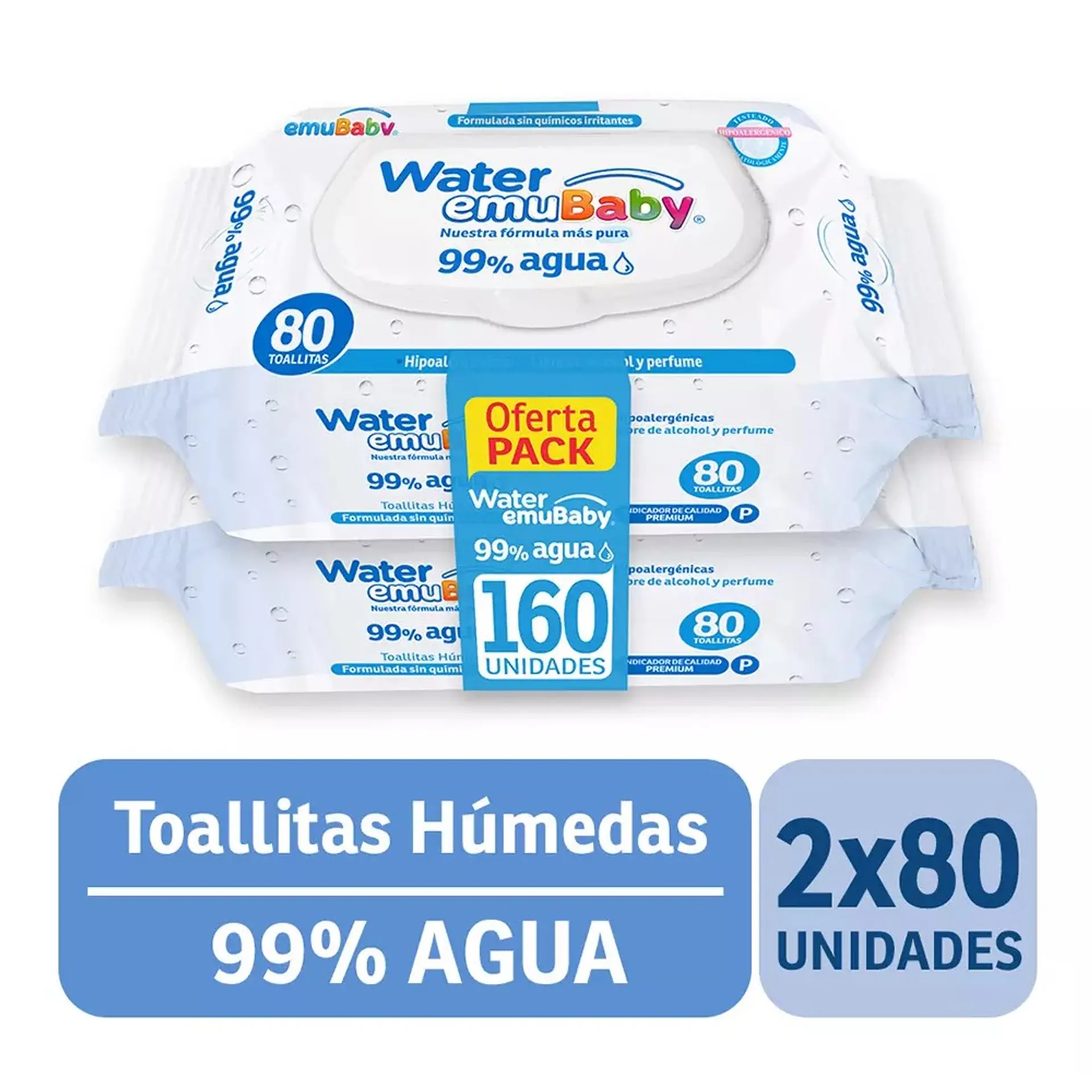 Toallitas Húmedas Emuwipes Water 160 Un Agua 1
