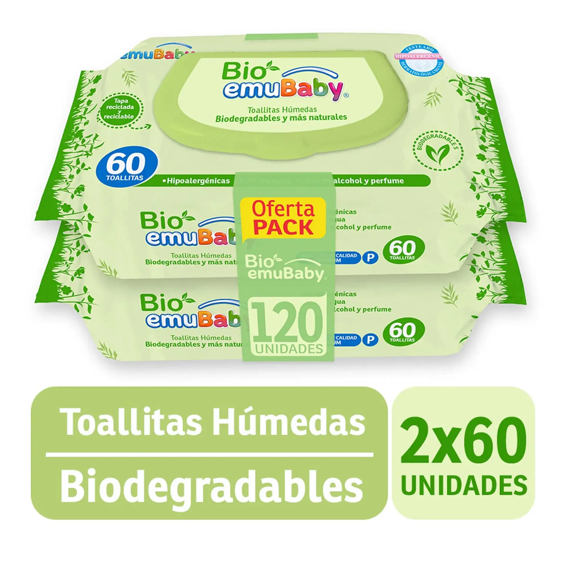 Toallitas Húmedas Emuwipes Bio 99% Agua 120 Un 1
