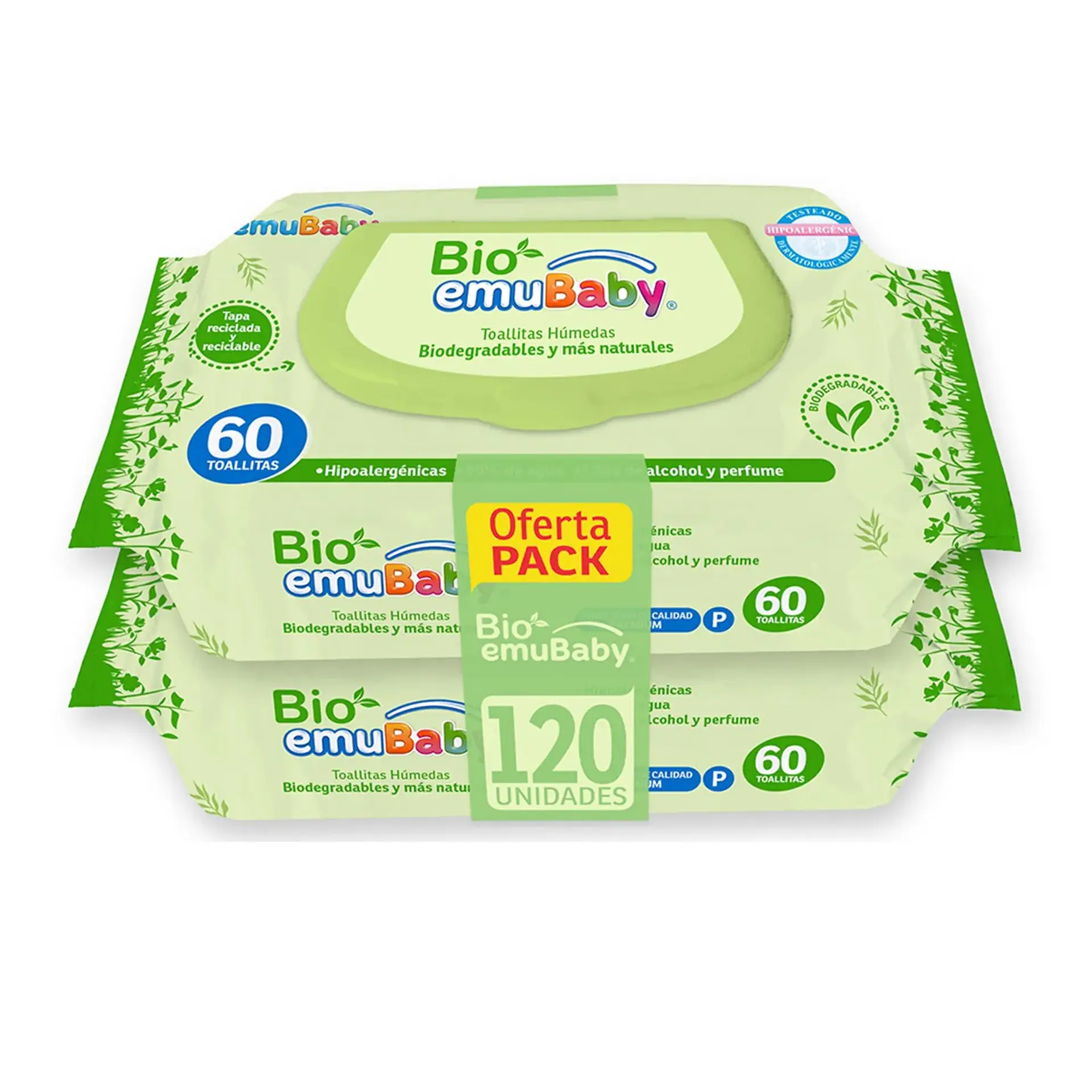 Toallitas Húmedas Emuwipes Bio 99% Agua 120 Un 2