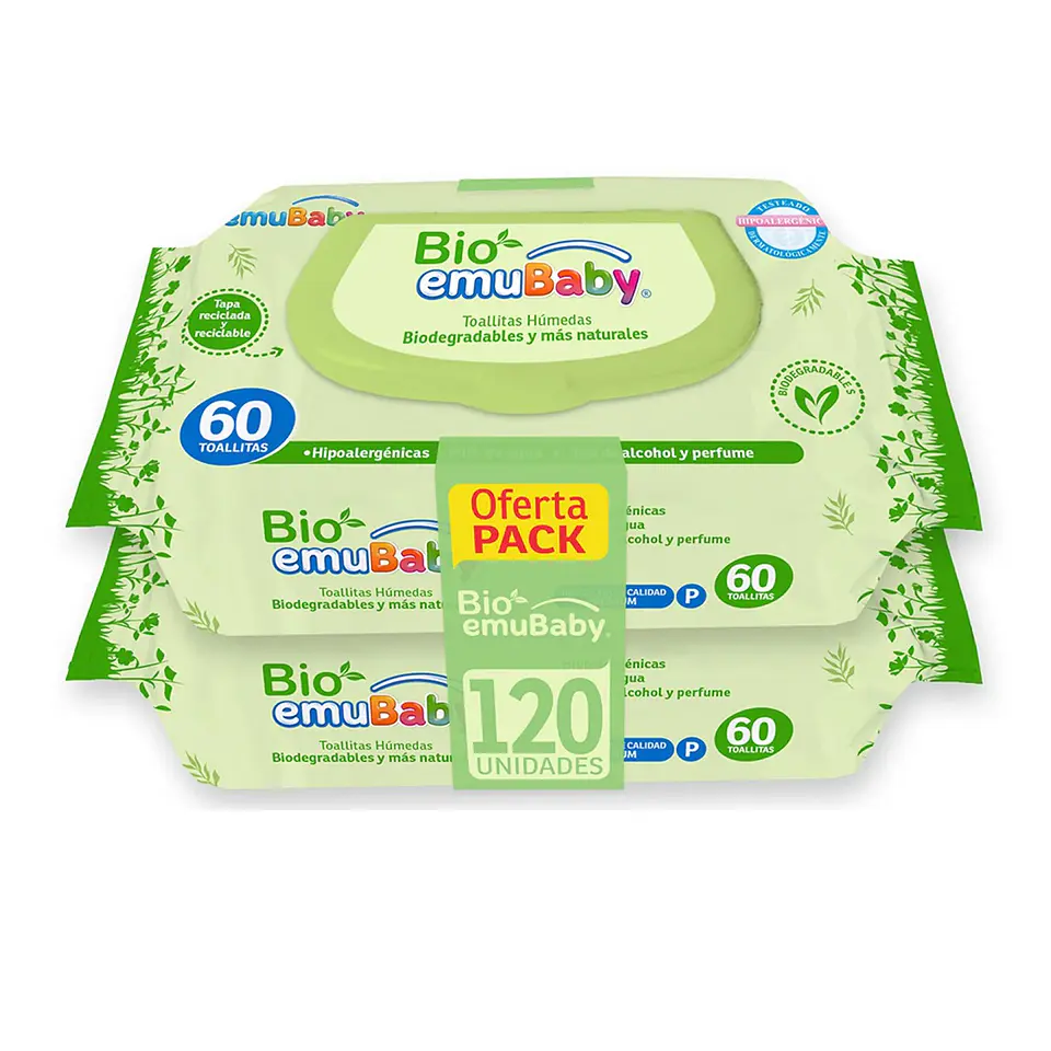 Toallitas Húmedas Emuwipes Bio 99% Agua 120 Un 2