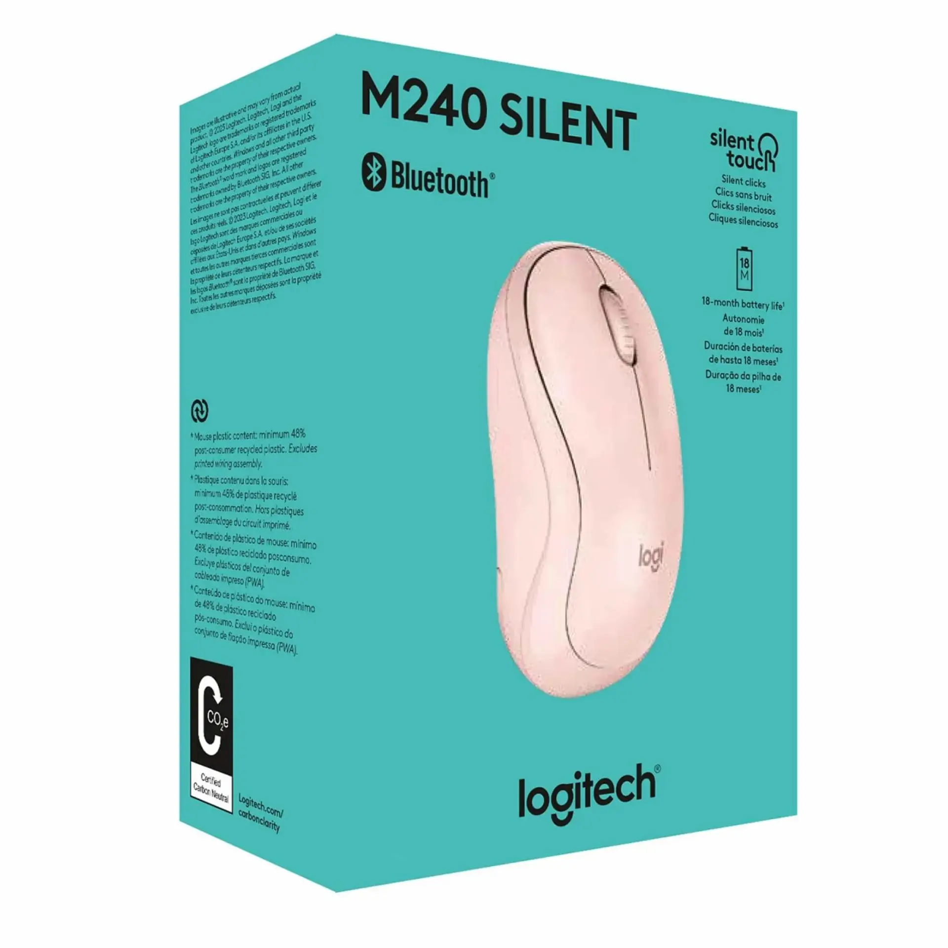 Mouse Bluetooth M240 Logitech Silent Rosado 7