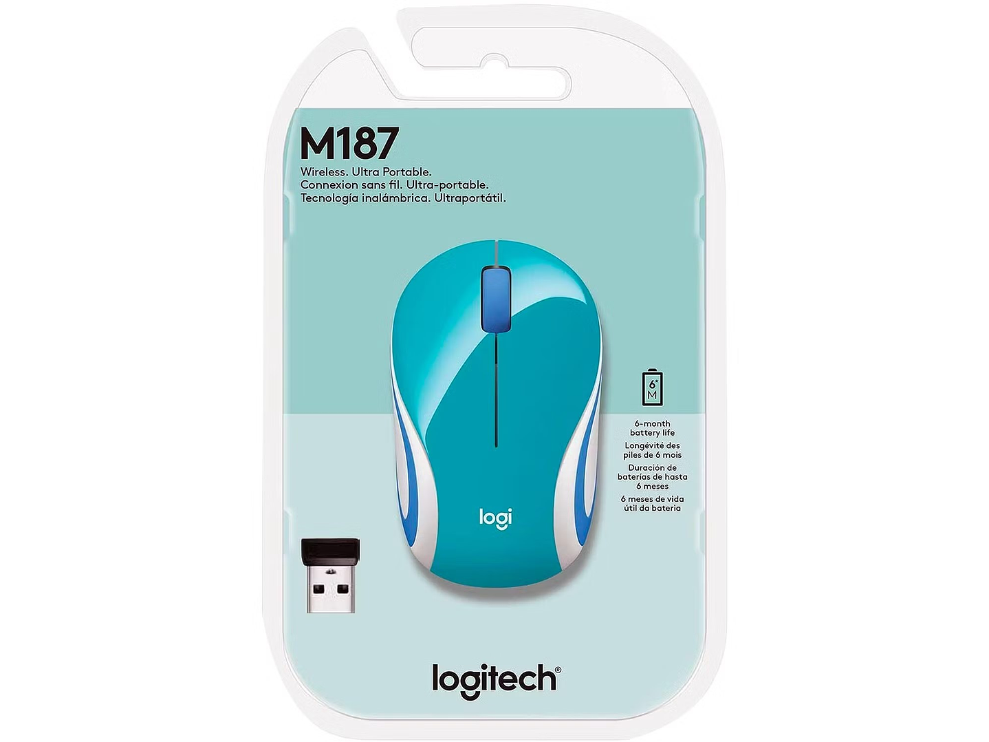 Mouse Inalambrico Logitech M187 Celeste 5