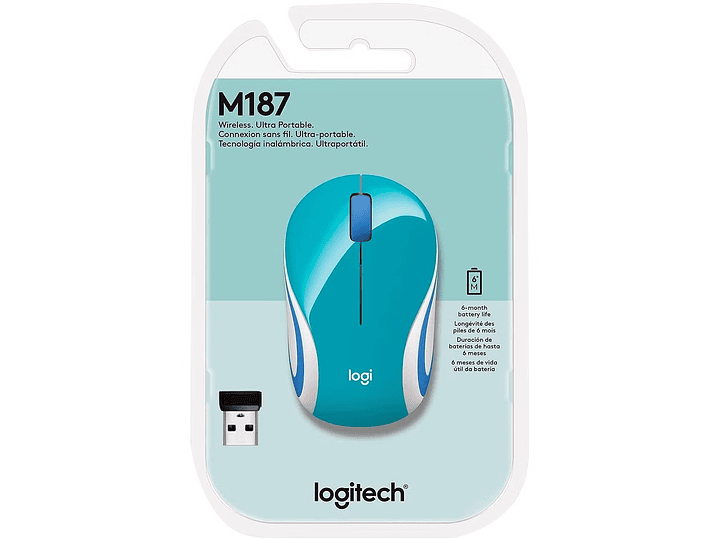 Mouse Inalambrico Logitech M187 Celeste 5
