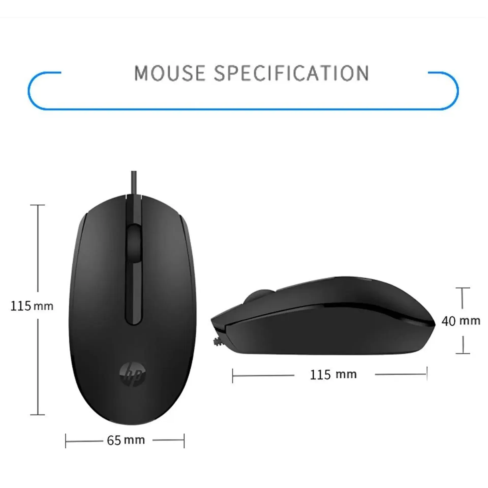 Mouse HP M10 Alambrico Usb Negro 4