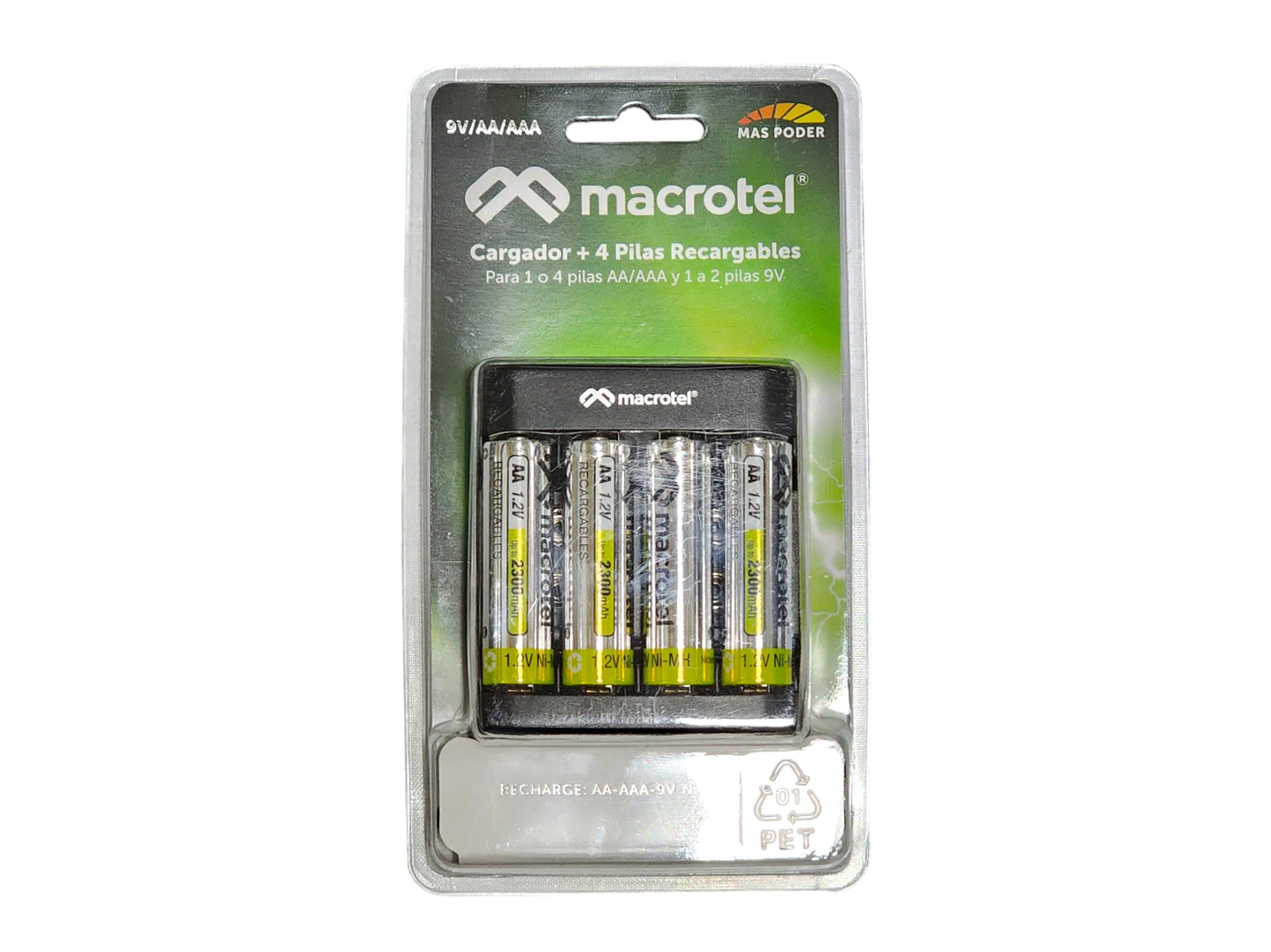 Pack Cargador USB-C con 4 pilas AA Macrotel 2300mha 1