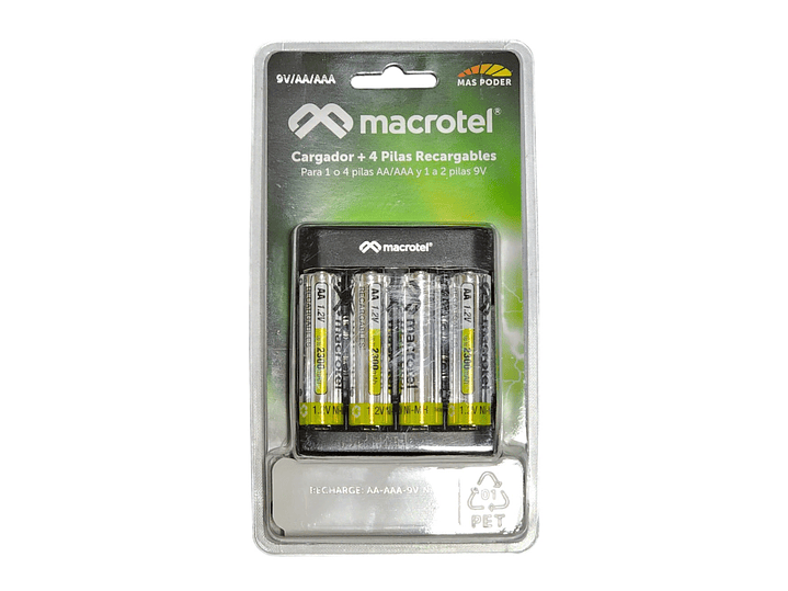 Pack Cargador USB-C con 4 pilas AA Macrotel 2300mha 1