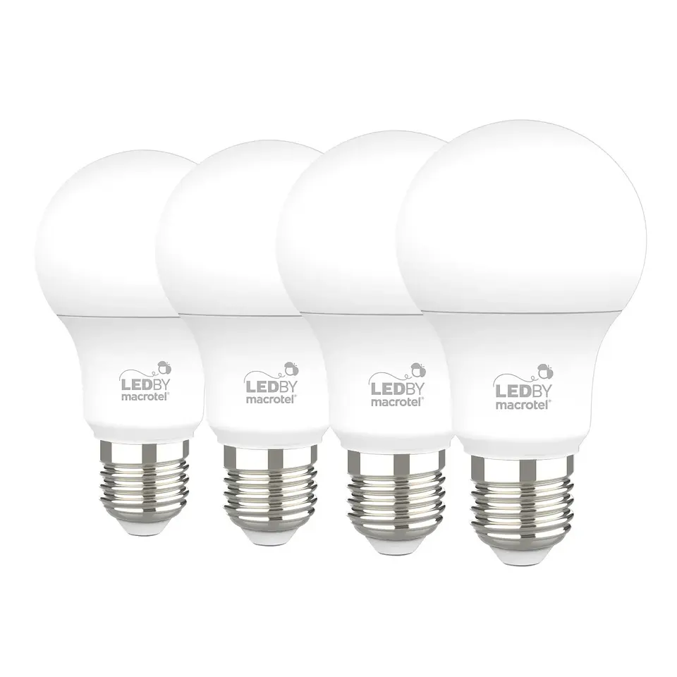 Pack 4 Ampolletas Led Macrotel E27 9w 3000K Luz Calida 1