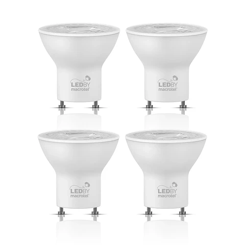 Pack 4 Ampolletas Led Macrotel GU10 5w 6500K Luz Fría