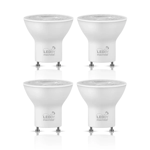 Pack 4 Ampolletas Led Macrotel GU10 5w 6500K Luz Fría