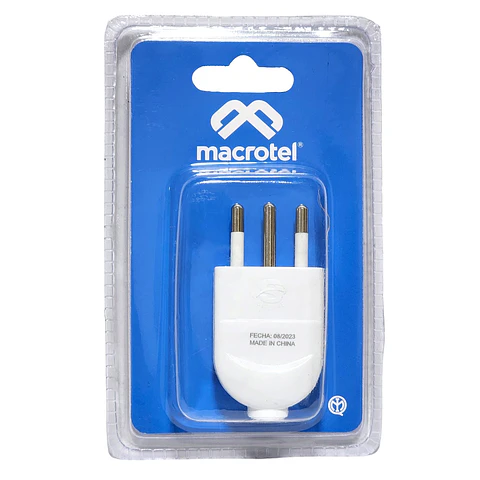 Enchufe Macho Vertical Macrotel 2P+T Blanco