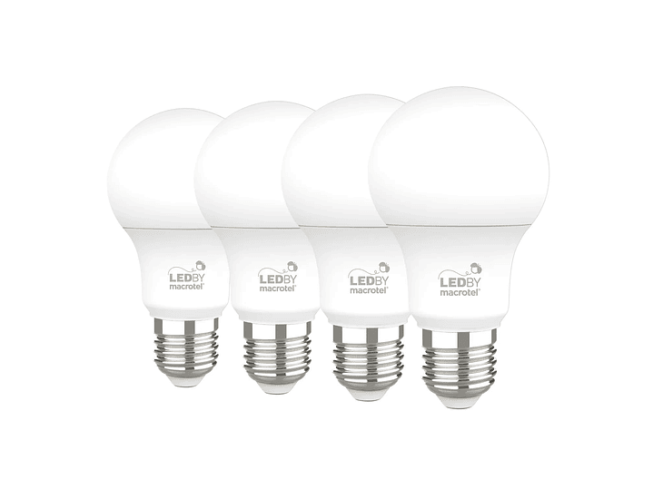 Pack 4 Ampolletas Led Macrotel E27 9w 6500K Luz Fría 1