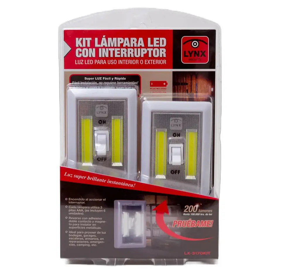 Kit 2 Luz De Emergencia Led A Pilas Lynx Security 1