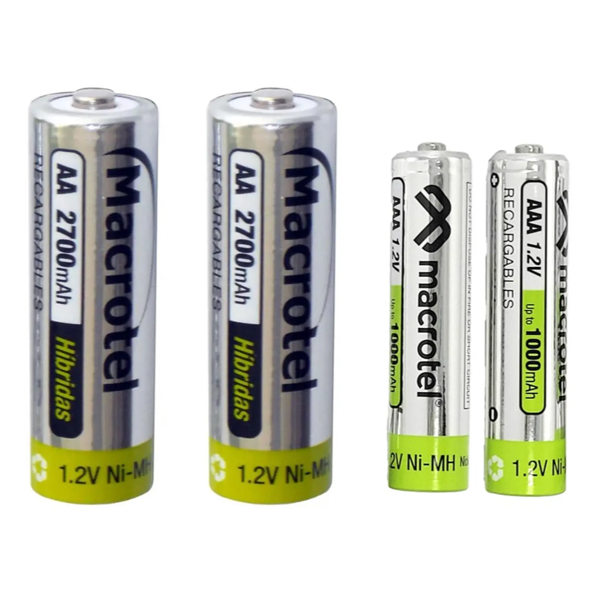 Pack 2+2 Pilas Recargables Macrotel AA y AAA 4un 2