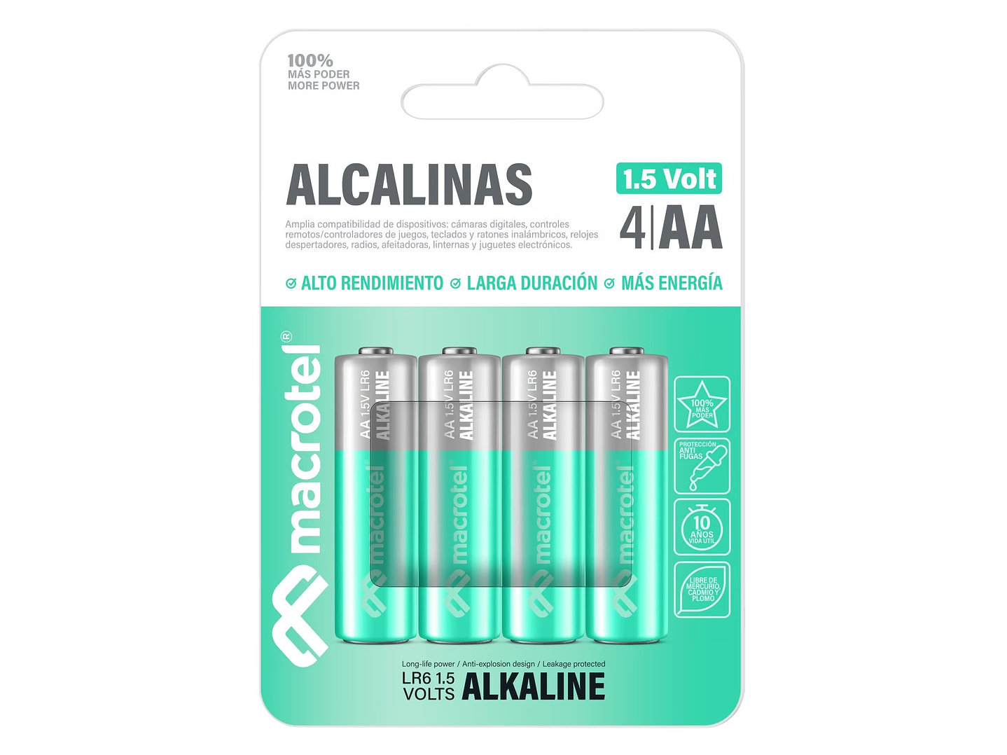 Pack 4 Pilas AA Alcalinas Macrotel 1