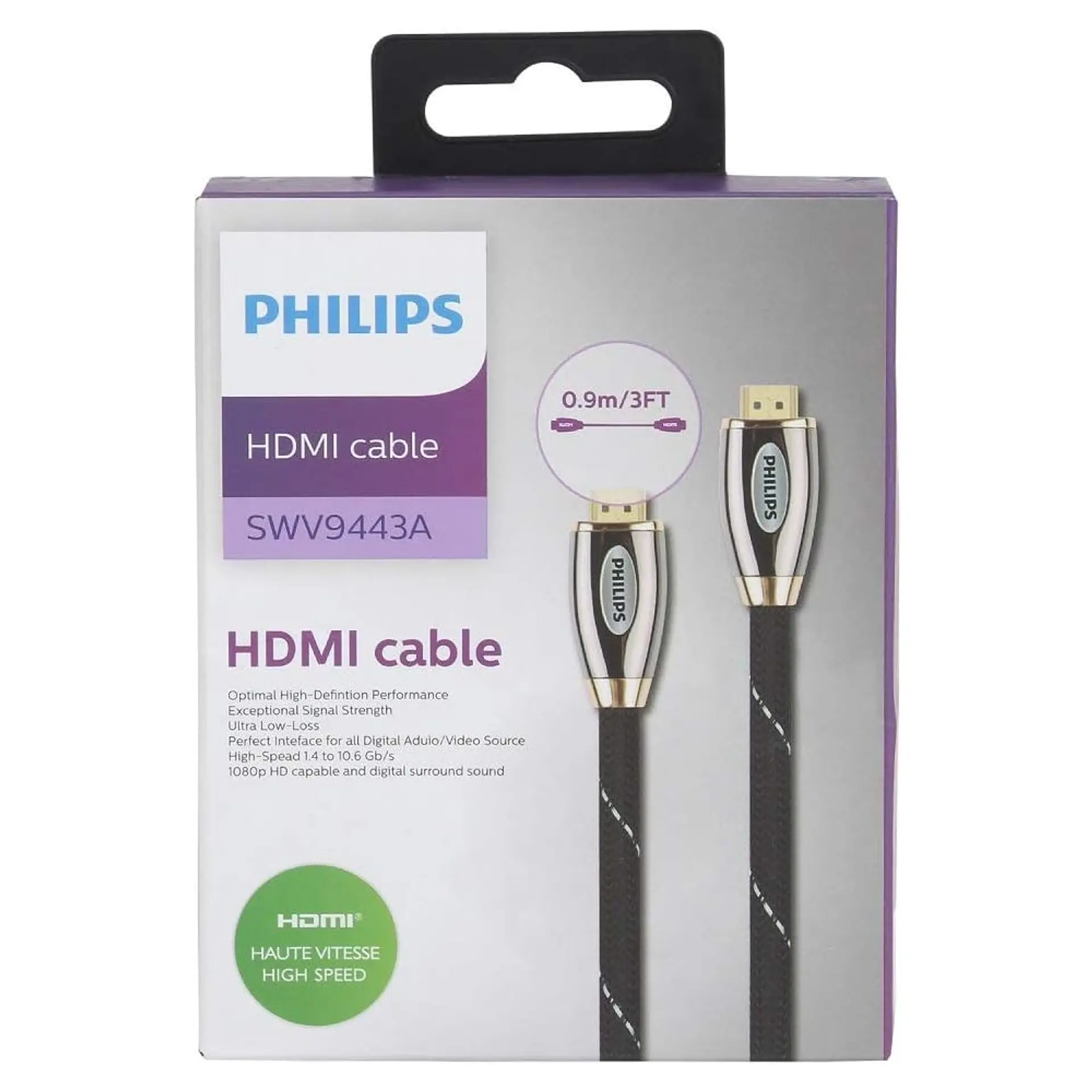Cable HDMI Philips Trenzado 0.9 mt 4K Full HD 6