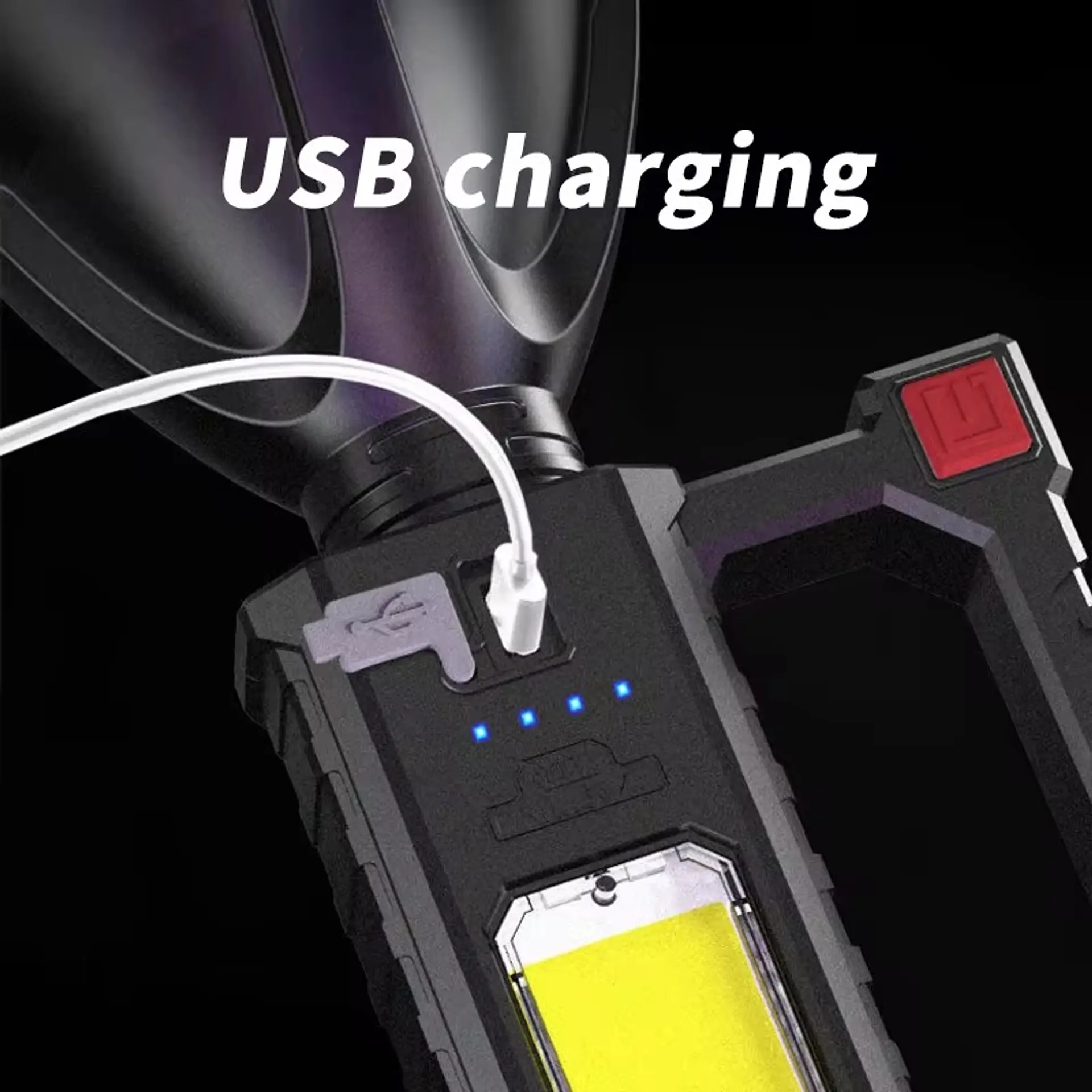 Linterna LED Con Tripode 1 Led + 1 led COB Recargable Usb 3