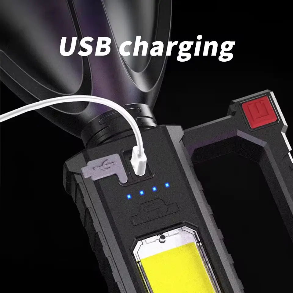 Linterna LED Con Tripode 1 Led + 1 led COB Recargable Usb 3