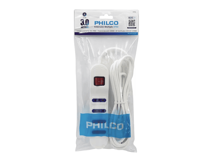 Alargador Eléctrico Philco 1430B 3 Mts 4 Pos Blanco 2