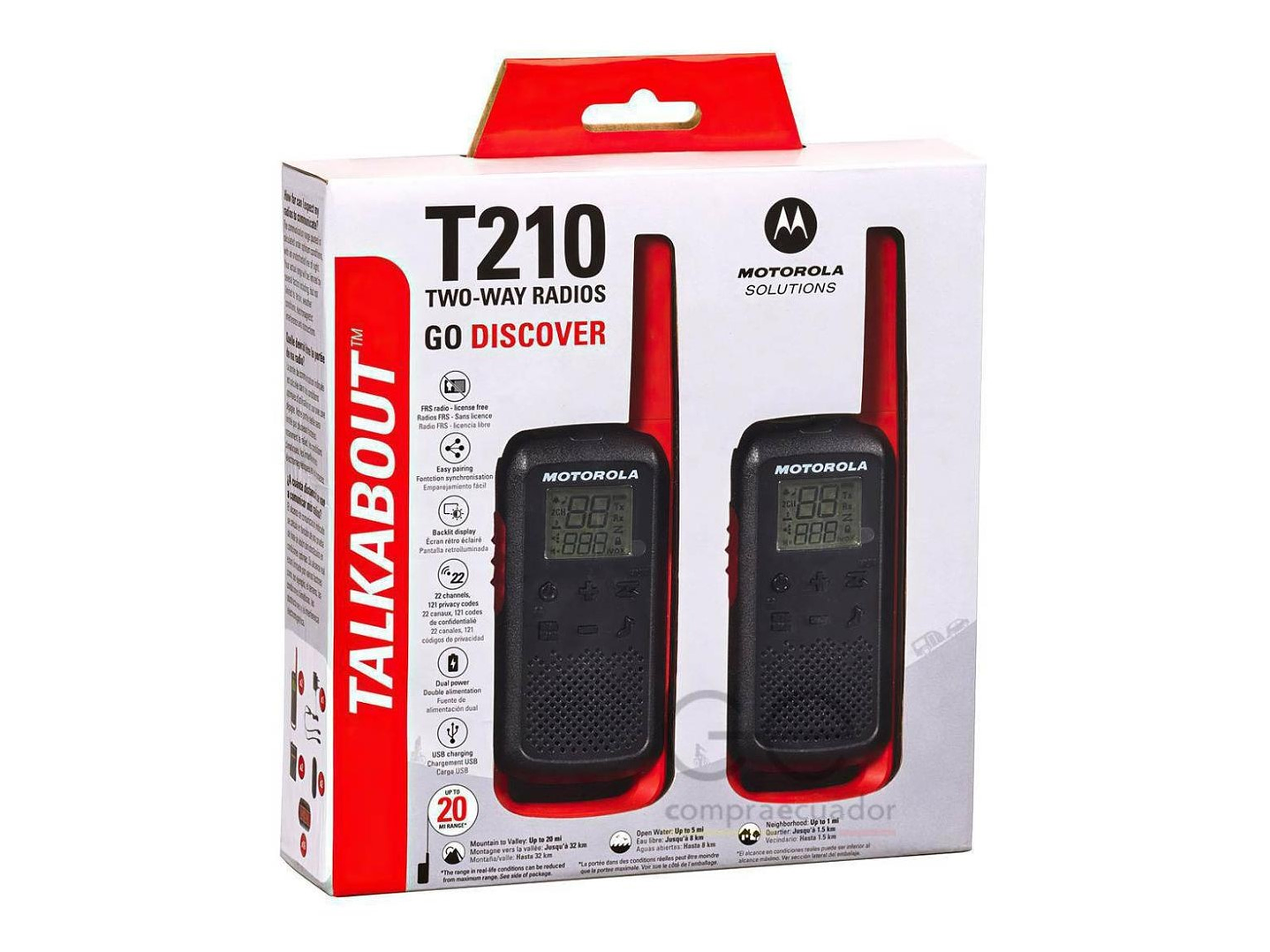 Pack 2 Radios Walkie Talkie Motorola T210 Talkabout 5