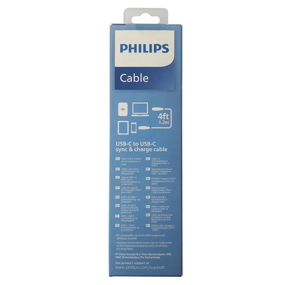 Cable Usb Tipo C A Usb Tipo C Philips PD 60W 1.2mt 3