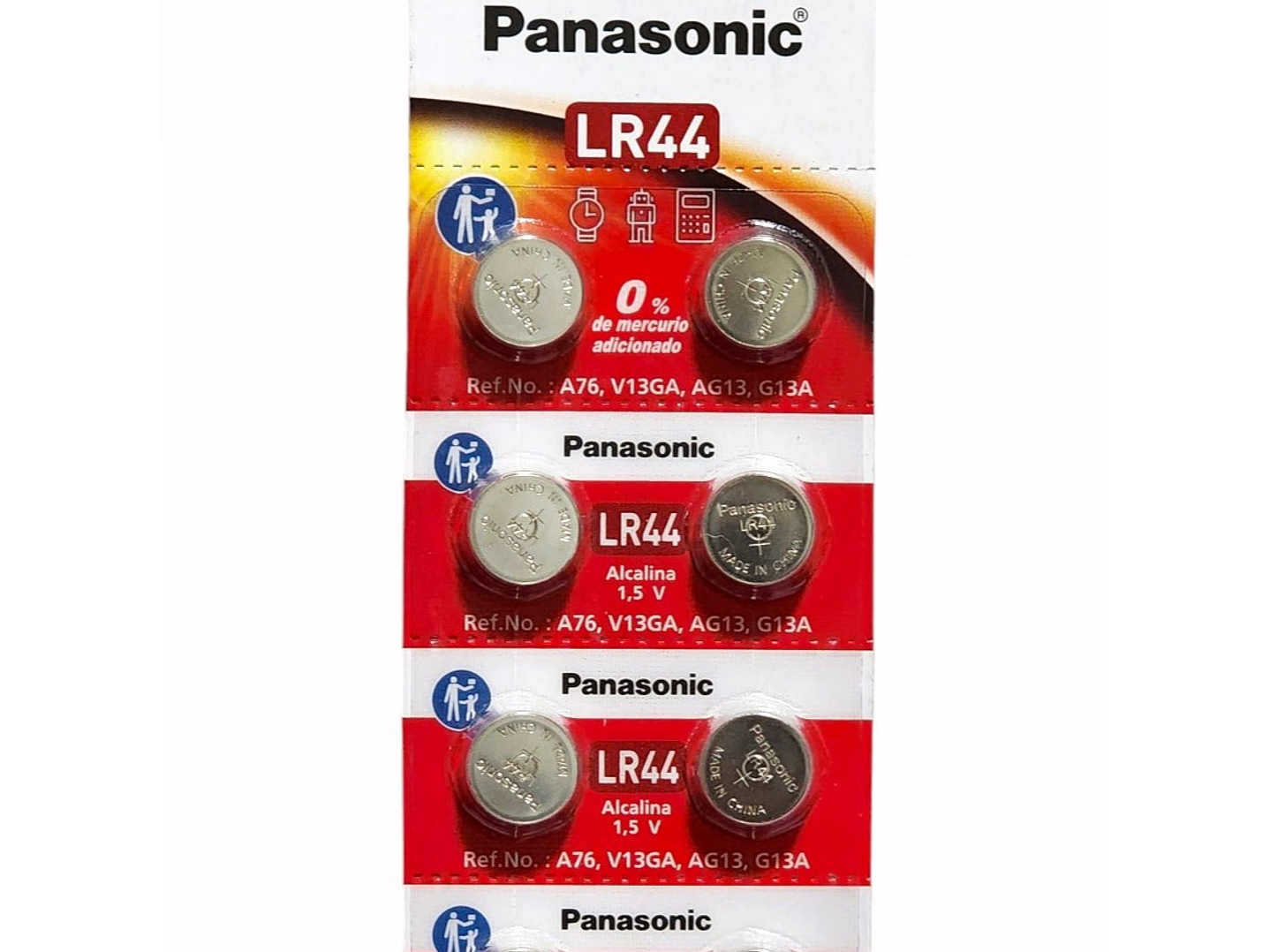 Pack 10 Pilas LR44 Alcalinas A76 Panasonic AG13 2