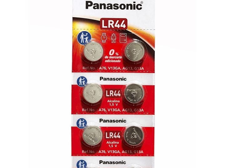 Pack 10 Pilas LR44 Alcalinas A76 Panasonic AG13 2
