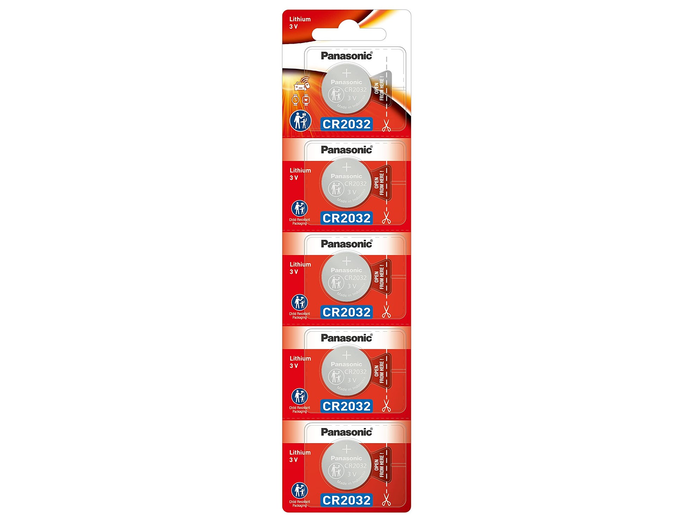 Pack 5 Pilas Panasonic Botón Litio Cr2032 3V 1