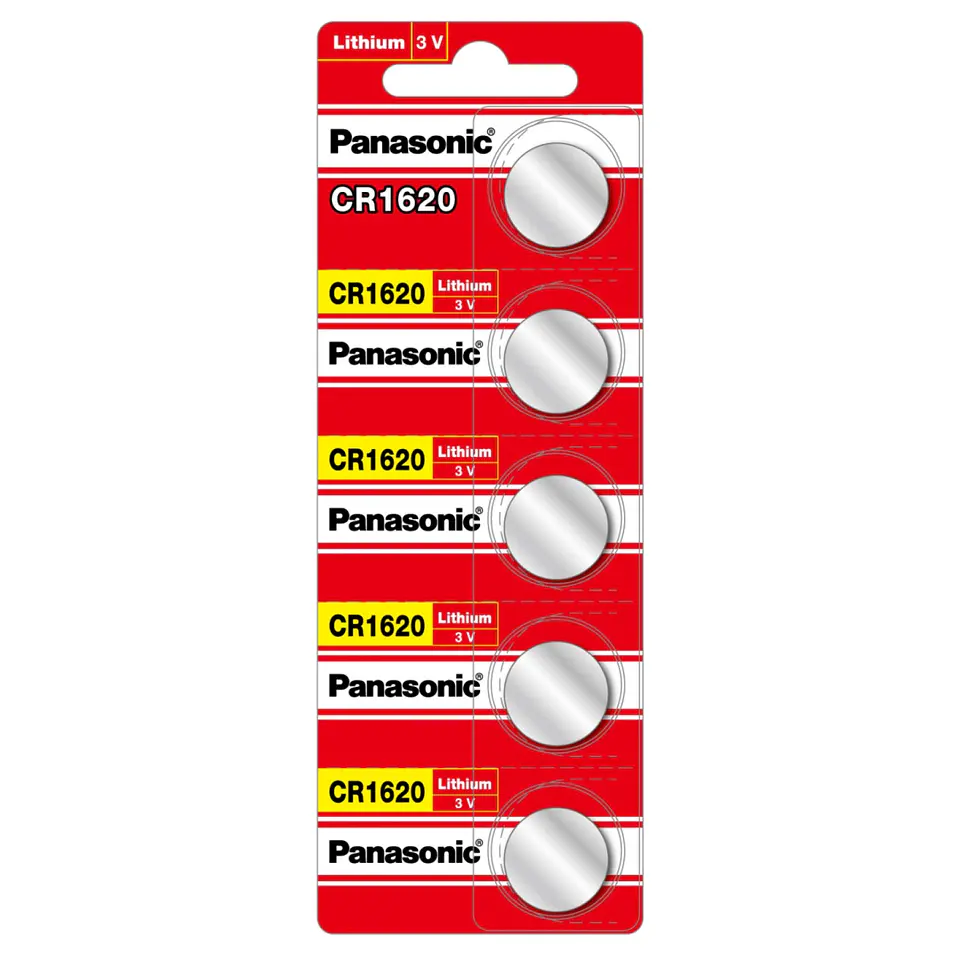 Pack 5 Pilas Panasonic Botón Litio Cr1620 3V 1