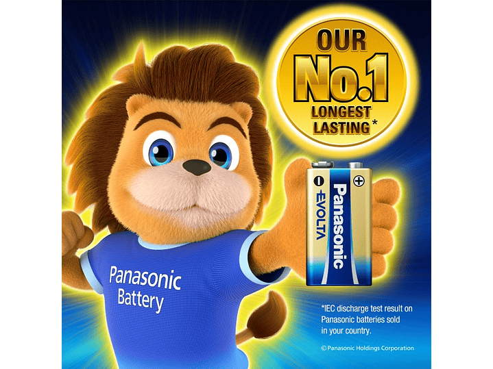Batería 9V Alcalina Panasonic Evolta 6LR61 3