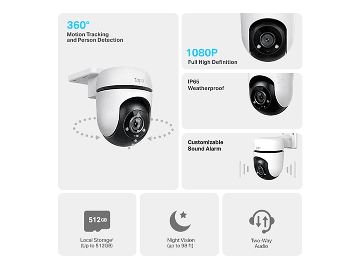 Cámara de Seguridad Exterior Wifi Tapo C500 P/T 360° 2
