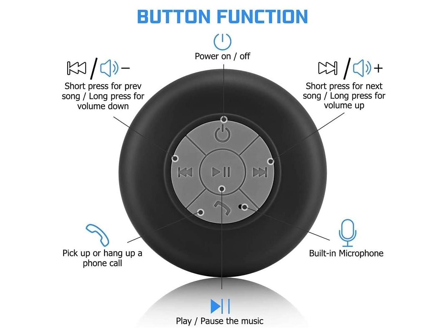 Parlante Ducha Dblue DBS046BK Inalámbrico Negro 5