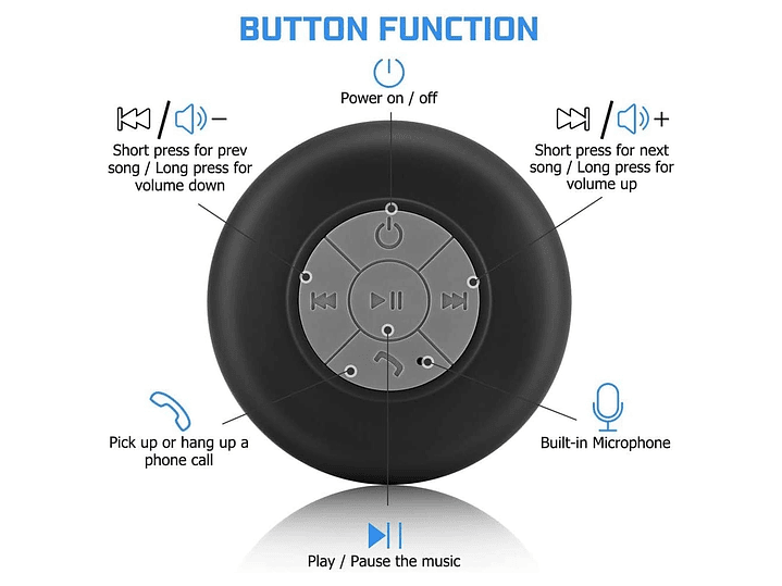 Parlante Ducha Dblue DBS046BK Inalámbrico Negro 5