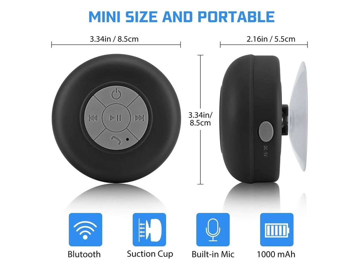 Parlante Ducha Dblue DBS046BK Inalámbrico Negro 6