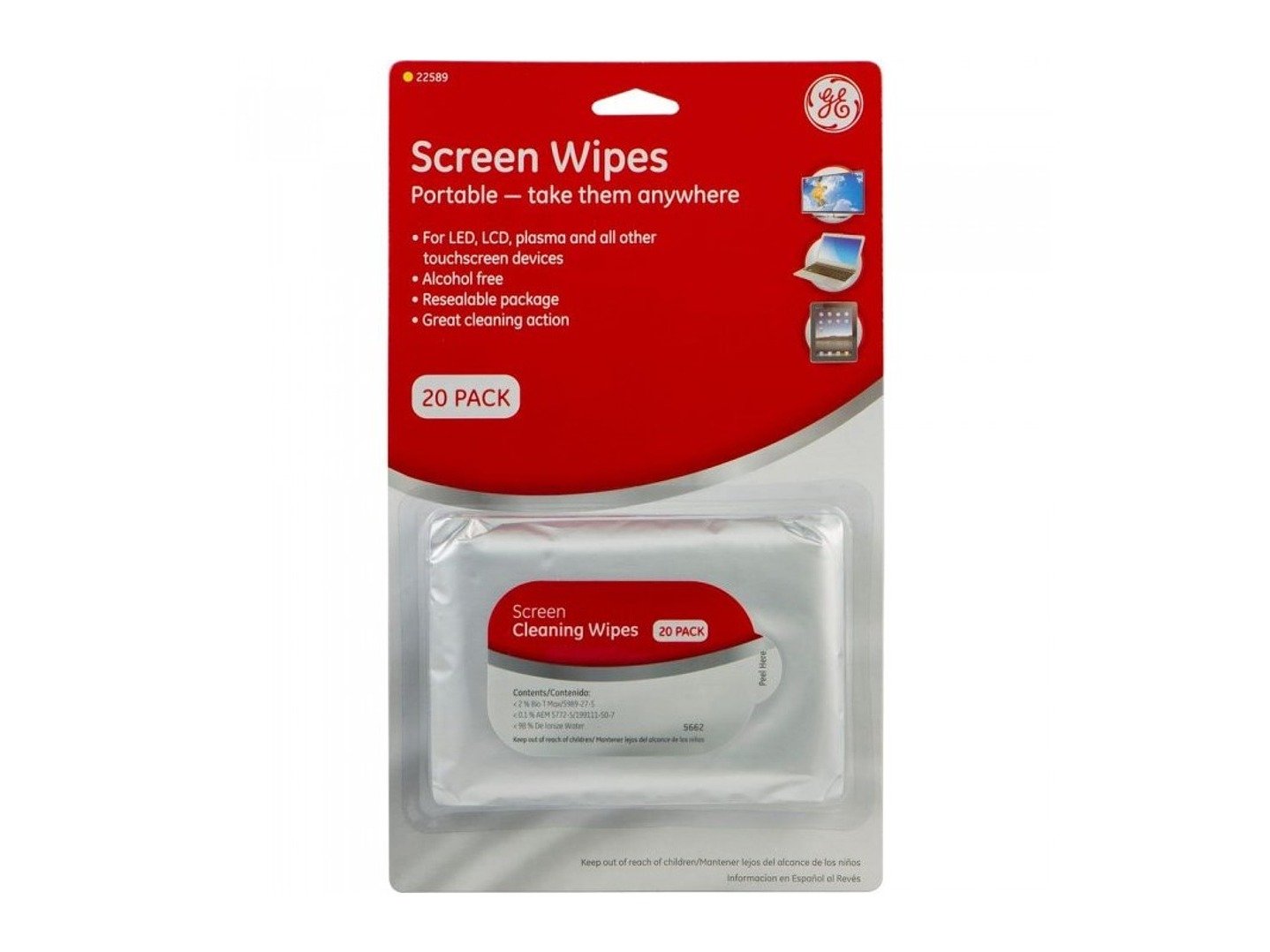 Pack 20 Toallitas de limpieza Pantallas y Electrónicos GE 1