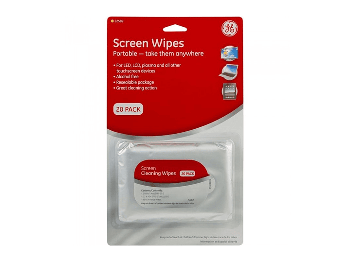 Pack 20 Toallitas de limpieza Pantallas y Electrónicos GE 1
